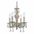 Crystorama Four Light Antique White Up Mini Chandelier 5024-AW-CL-MWP